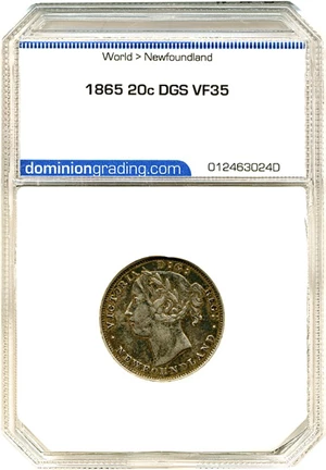 image for: Newfoundland: 1865 20c DGS VF35