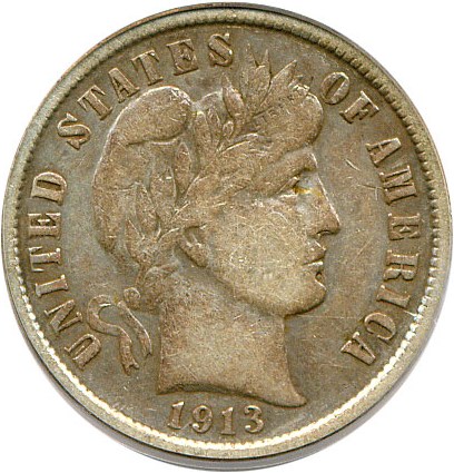 image for: 1913-S 10c  PCGS VF25