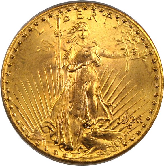 image for: 1926-S $20 PCGS MS65