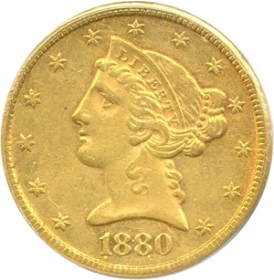 image for: 1880-CC $5 PCGS XF45