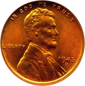 image for: 1945-D 1c NGC MS67 RD