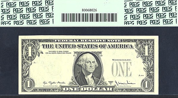 image for: Fr.1910L 1977A $1  PCGS Gem CU66  [L37317220I] *Error* 