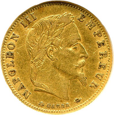 image for: France: 1867-A 5 Fr DGS XF45 (Lightly Cleaned)