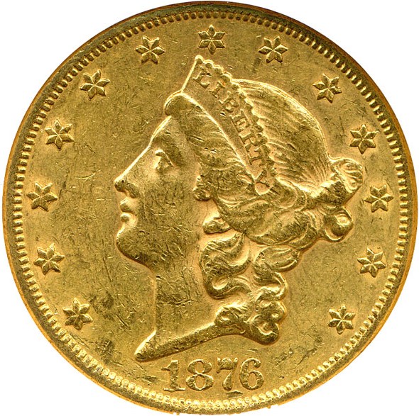 image for: 1876 $20 NGC AU58