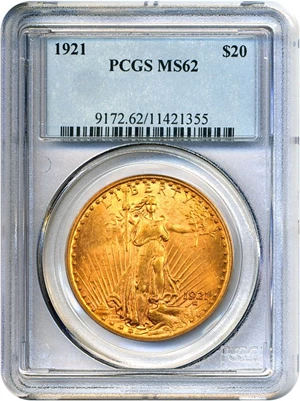 image for: 1921 $20 PCGS MS62