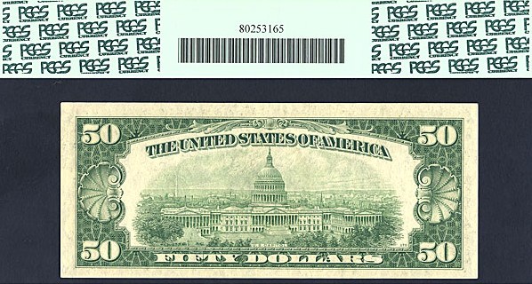 image for: 1950B $50  PCGS Choice CU64 PPQ [B23976392A] (Fr.2109B)