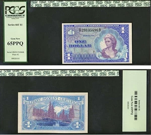 image for: $1 Military Payment Certificate PCGS Gem New 65 PPQ