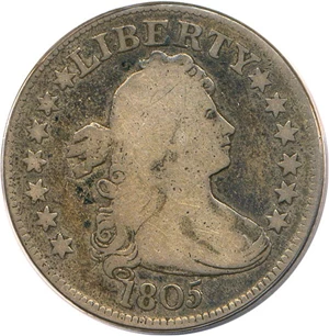 image for: 1805 25c PCGS/CAC VG8