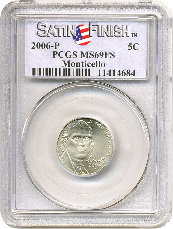 image for: 2006-P 5c PCGS MS69 FS (Monticello - Satin Finish)