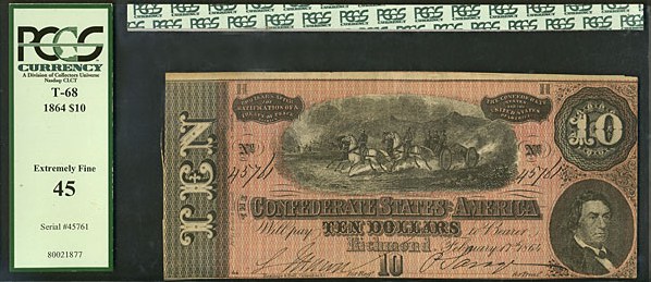 image for: CSA: Fr. T68 1864 $10 PCGS XF45  (CSA)