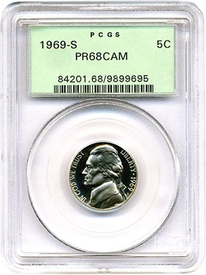 image for: 1969-S 5c PCGS Proof 68 Cameo OGH