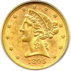 image for: 1895 $5 PCGS MS62 OGH