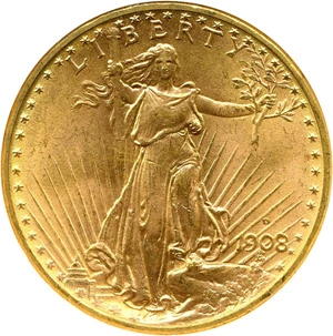 image for: 1908-D $20 NGC MS65 (Motto)