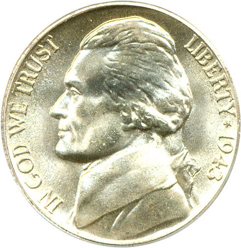 image for: 1943-P 5c PCGS MS67 OGH