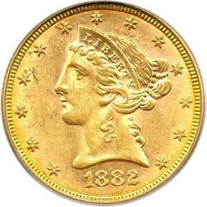 image for: 1882 $5 PCGS MS62 OGH