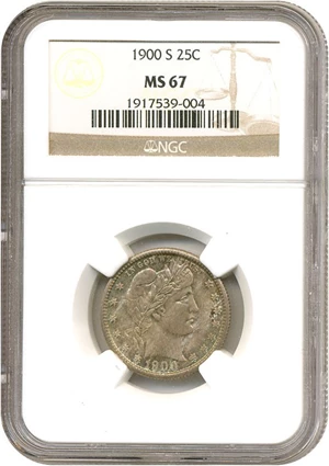 image for: 1900-S 25c NGC MS67