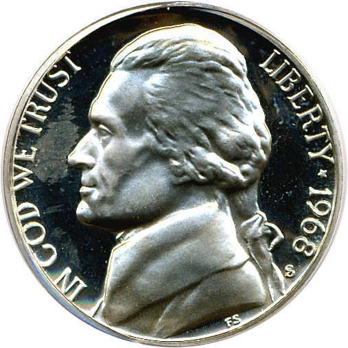 image for: 1968-S 5c PCGS Proof 68 DCameo