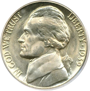image for: 1939 5c PCGS MS66 (Reverse of 1940) ex: Omaha Bank Hoard