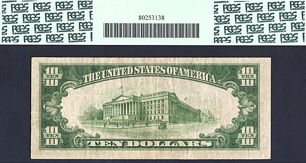 image for: Fr.1702 1934A $10 with blue seal and serial numbers. PCGS Apparent VF35  [B17012589A]