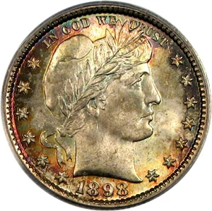 image for: 1898 25c PCGS MS66 * Color *