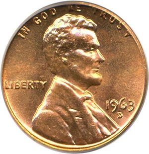 image for: 1963-D 1c PCGS MS66 RD