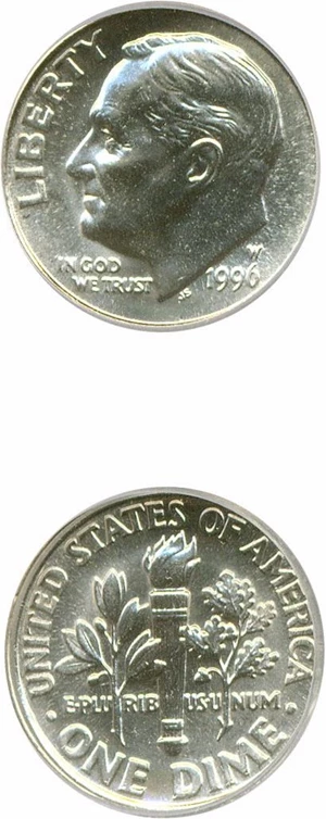 image for: 1996-W 10c ICG MS68
