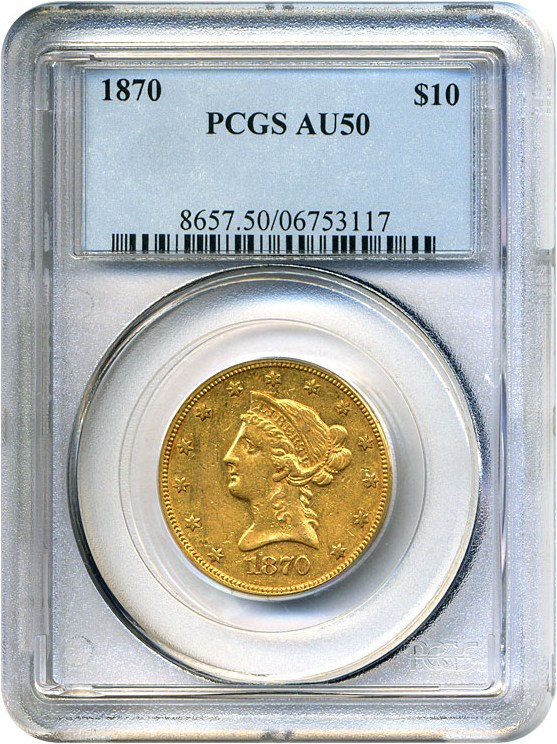 image for: 1870 $10 PCGS AU50