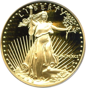 image for: 1991-P $25 PCGS Proof 70 DCameo (Gold Eagle)
