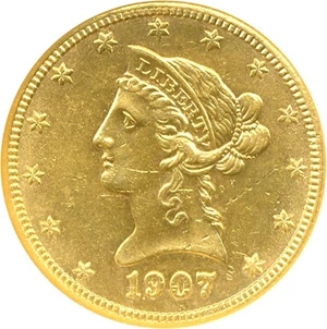 image for: 1907-S $10 NGC AU58