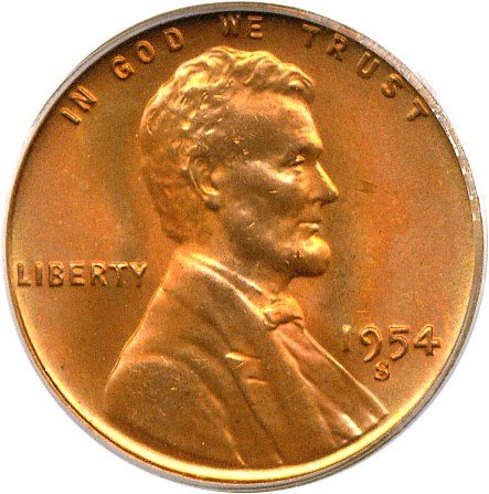 image for: 1954-S 1c PCGS MS66 RB