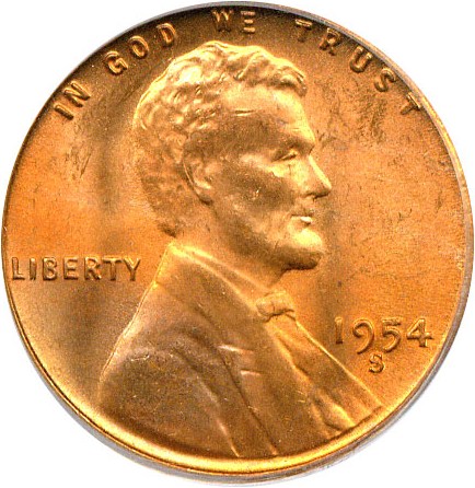 image for: 1954-S 1c PCGS MS66 RB