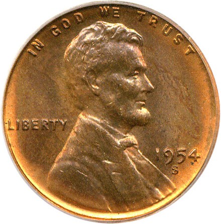 image for: 1954-S 1c PCGS MS66 RB