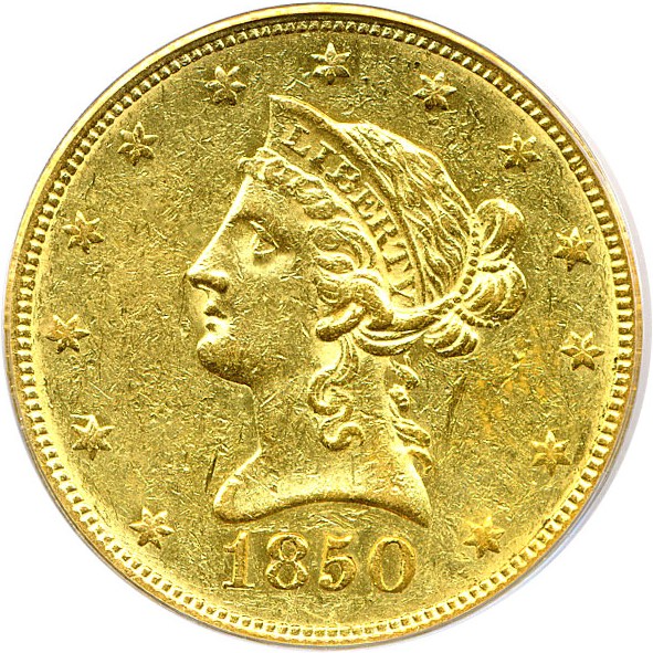 image for: 1850 $10 PCGS XF45 (Large Date) OGH