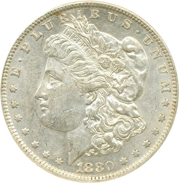 image for: Top 100 VAM: 1880-O $1 NGC AU53  (VAM-6A  8/7 Ear)