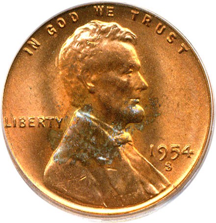 image for: 1954-S 1c PCGS MS66 RB