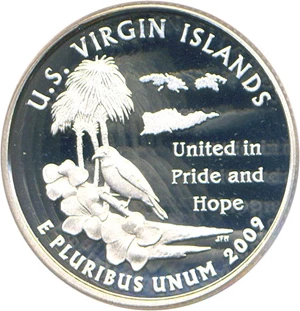 image for: 2009-S U.S. Virgin Islands (Silver) 25c PCGS Proof 69 DCameo