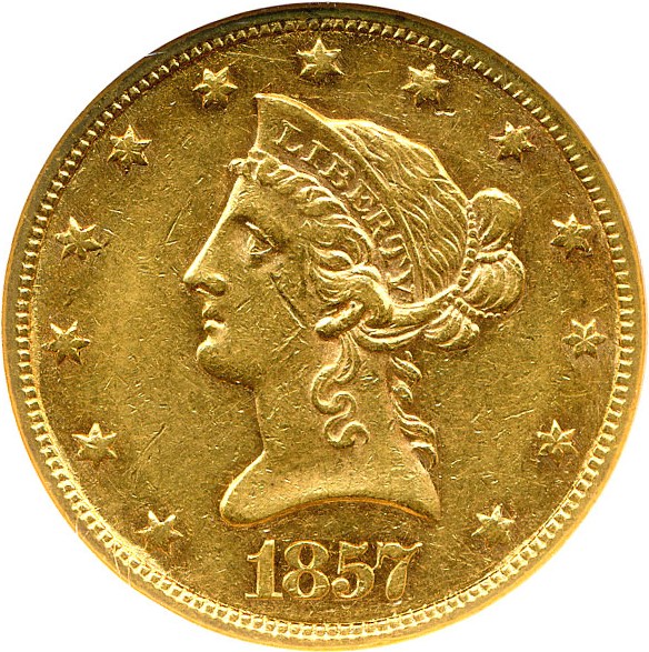 image for: 1857 $10 NGC AU55