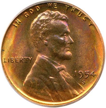 image for: 1954-S 1c PCGS MS66 RB