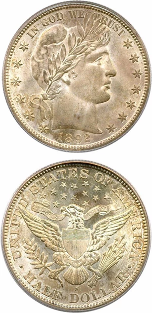 image for: 1892-S 50c PCGS/CAC MS66
