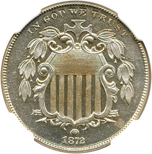 image for: 1872 5c NGC Proof 65