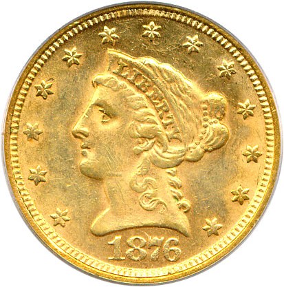image for: 1876 $2 1/2 PCGS MS61