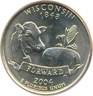 image for: 2004-D Wisconsin 25c PCGS MS64 (Extra Leaf Low)
