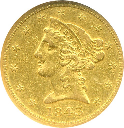 image for: 1843-O $5 NGC AU50 (Small Letters)