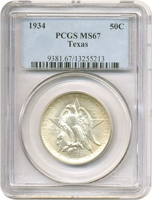 image for: 1934 Texas 50c PCGS MS67