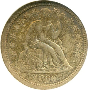 image for: 1860-S 10c ANACS XF45