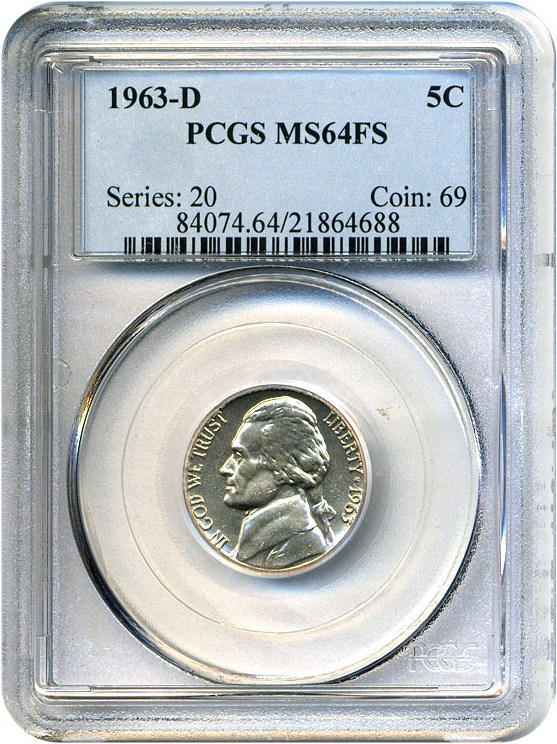 image for: 1963-D 5c PCGS MS64 FS