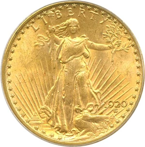 image for: 1920 $20 PCGS MS63