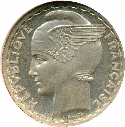 image for: France: 19xx Essai France 100F (MAZ-2531D Var. Copper-Nickel) NGC MS65
