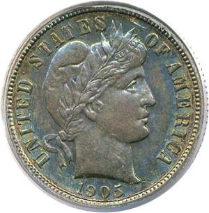 image for: 1905-S 10c PCGS AU55