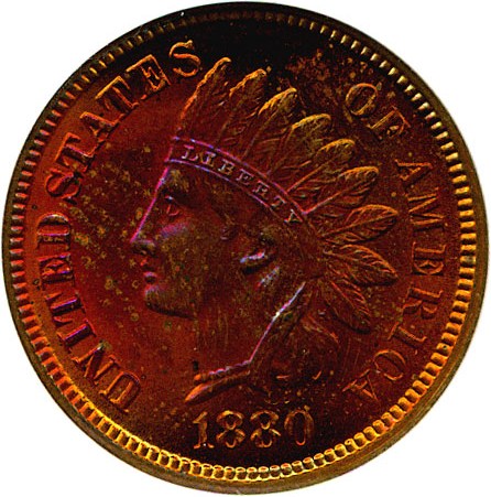 image for: 1880 1c  NGC MS64 RD * Color *
